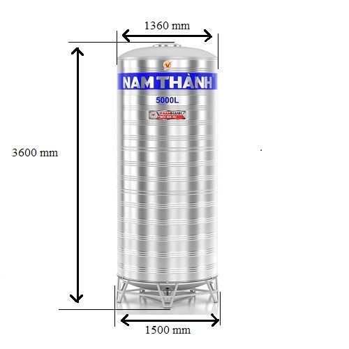 Bồn Nước Inox 5000 Lít Đứng Nam Thành