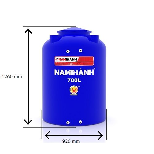 Bồn Nước Nhựa Tiêu Chuẩn 700 Lít Đứng Nam Thành