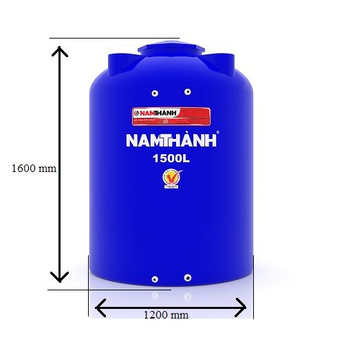 Bồn Nước Nhựa Tiêu Chuẩn 1500 Lít Đứng Nam Thành